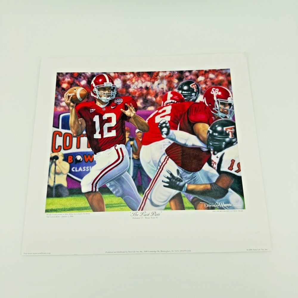 ALABAMA football Brodie Croyle "The Last Pass" print by Daniel Moore 8" x 10"